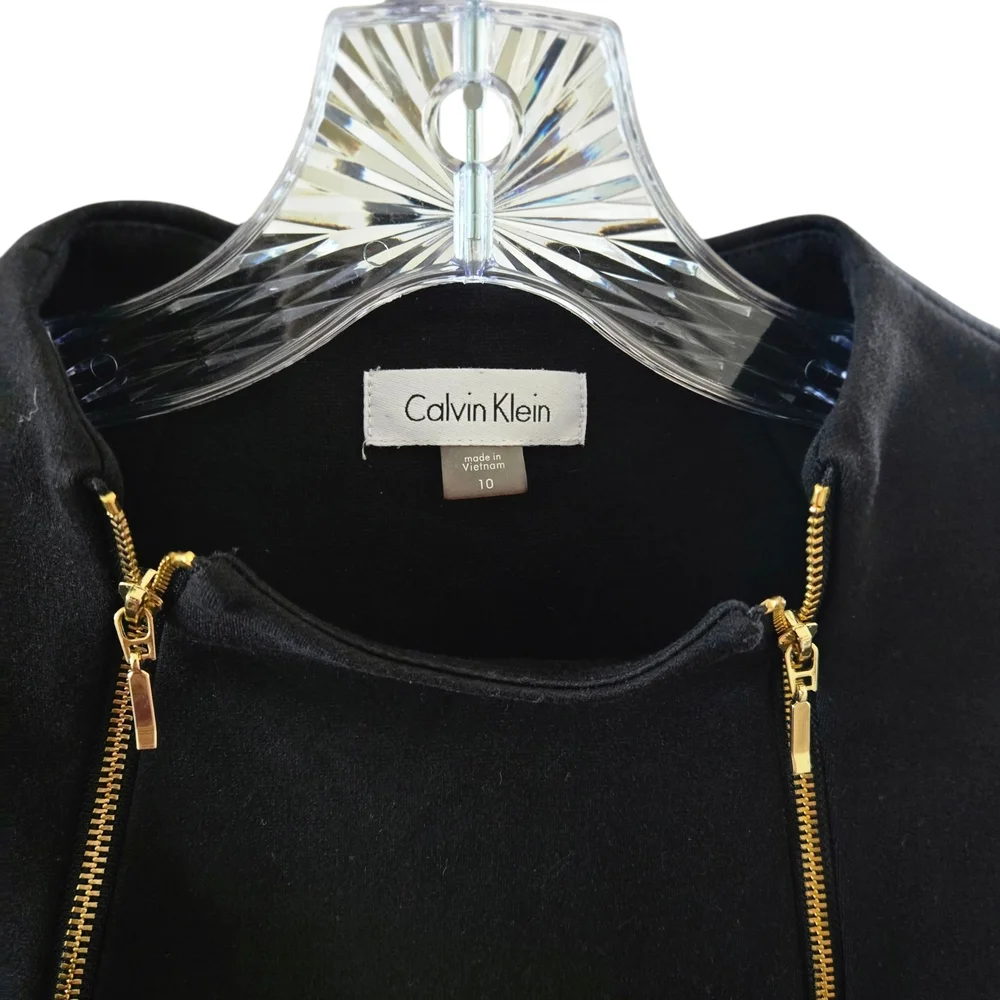 Calvin Klein Black‎ Midi Dress with Gold Zippers - Picture 8 of 9